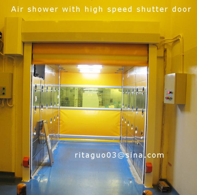 冷間圧延された鋼鉄クリーンルームの空気シャワー、高速シャッター ドアが付いている空気シャワー室 3