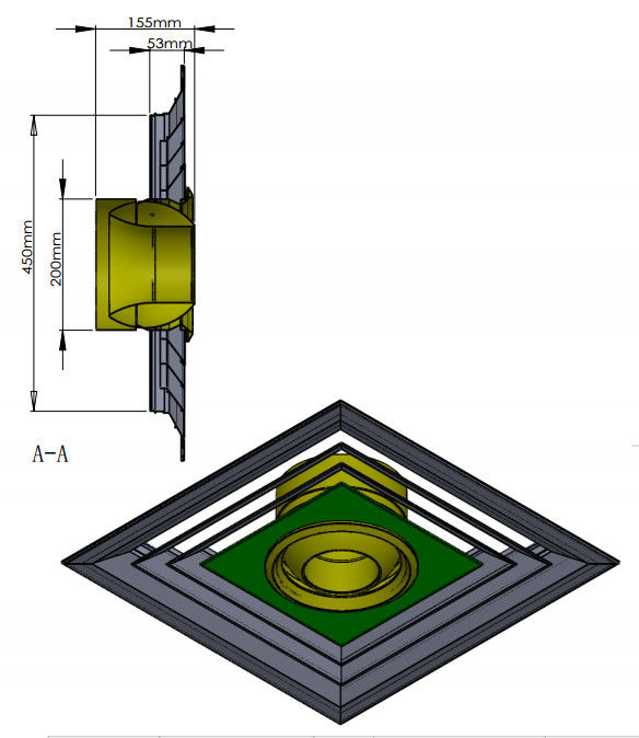 結合された正方形の空気調節のグリルおよび拡散器 0
