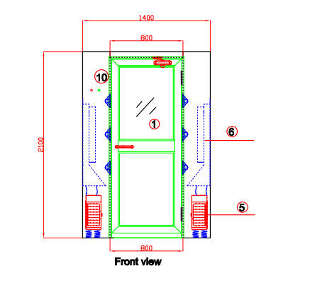 3つの側面の吹くことの4人のための完全なSUS304自動クリーンルームの空気シャワー 4