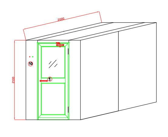 3つの側面の吹くことの4人のための完全なSUS304自動クリーンルームの空気シャワー 3