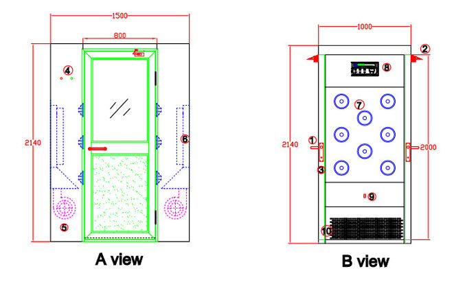 PLCはアルコールばね機械が付いているステンレス鋼のクリーン ルームの空気シャワー室を制御します 3
