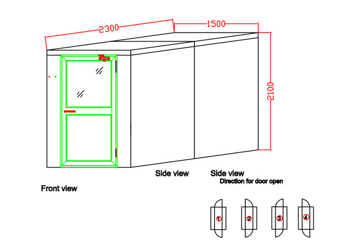 吹く3の大きい単一の葉の振動ドアのステンレス鋼の空気シャワー室 2